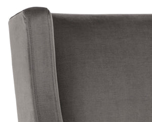 Sunpan Aiden Oversized Wing Back Dining Armchair with Elegant Contoured Arms and Durable Performance Fabric Piccolo Pebble