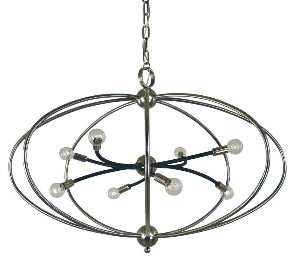 Framburg 8-light Modern Chandelier In Elegant Matte Black Finish - Perfect For Dining Rooms And Living Spaces Polished Nickel With Matte Black Accents Metal 4949 Pn/Mblack
