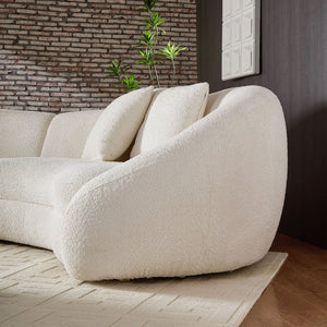 English Elm Modern Curved Sofa Romantic Heart Backrest in Beige Fleece with Deep 25" Seat, Plush Pillows & Two-Piece Shippping W3208S00015