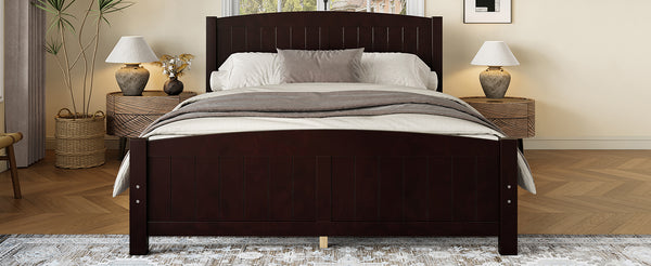 English Elm Queen Solid Wood Platform Bed Frame with Strong Support Slats, No Box Spring Needed, Modern White Finish Espresso W1580P374313