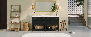 English Elm 60'' Elegant Freestanding Bathroom Vanity Set With Ceramic Sink, Solid Wood Frame & Ample Storage N710SS00004B