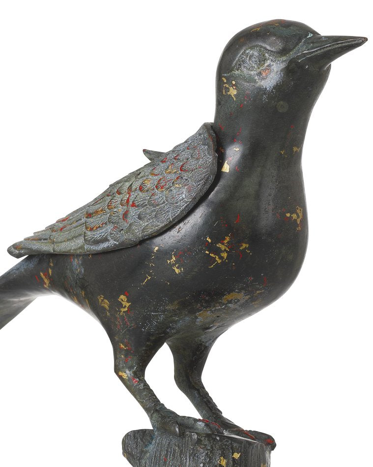 Currey & Company Han Dynasty Bird Bronze Sculpture - Exquisite 9-inch Decorative Art With Aged Patina Finish Black Bronze 1200-0992-currey-company