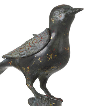 Currey & Company Han Dynasty Bird Bronze Sculpture - Exquisite 9-inch Decorative Art With Aged Patina Finish Black Bronze 1200-0992-currey-company