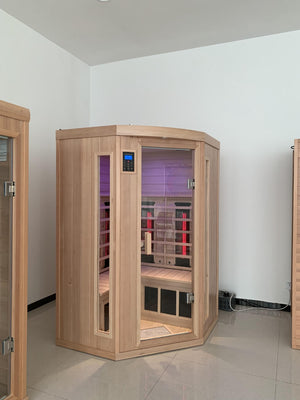 English Elm Indoor Three Person Hemlock Far Infrared Sauna with Audio Speakers and Steam Kit W5530P446217