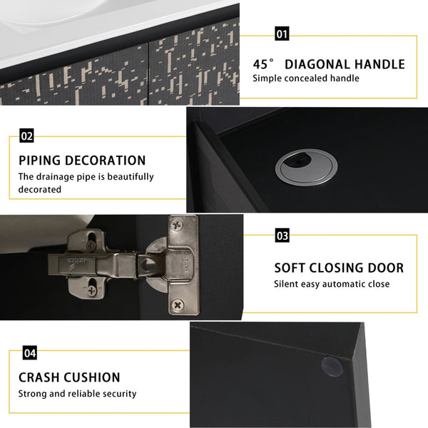 English Elm 30'' Floating Wall-Mounted Bathroom Vanity With Ceramic Sink & Soft-Close Doors For Modern Spaces P3 W999S00211-GIGA