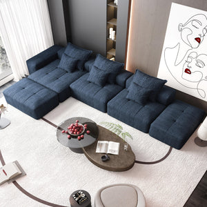 English Elm Modern Oversized Modular Sectional Sofa In Sparkling Chenille - Customizable 6-Piece Design & Pillows W1885S00075