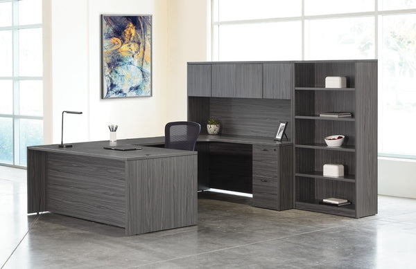OSP Home Furnishings Napa U Sectional Sofa with Built-in Bookcase Storage for Modern Living Rooms Right NAPSGW-TYP14R