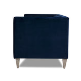 English Elm James 74" Modern Tuxedo Sofa, Navy Blue Velvet