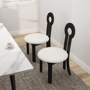 English Elm Vintage Rubber Solid Wood Dining Chair Set of 2 — Plush Berber Fleece Upholstery, Water & Stain Resistant, 280 lb Capacity Black,White W1535P281504