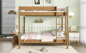 English Elm Twin Over Twin Bunk Bed With Plush Boucle Upholstery, Safety Guardrails & Under-Bed Storage Space W504S00182-GIGA