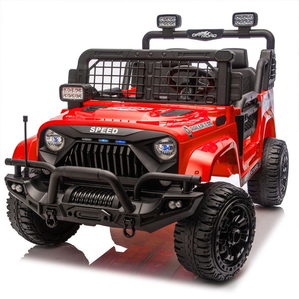 English Elm 24v Two Seater Kids Ride on Truck with Parental Remote and Four Wheel Suspension W1578P375445