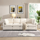 English Elm 103" Sectional Sofa Couch Sofa Bed U-Shaped Sofa With Two Movable Ottoman and Three Usb Ports For Living Room, Beige