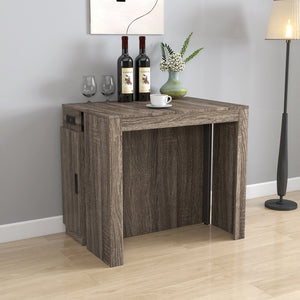 English Elm Modern Extendable Dining Table with Built-In Outlet, USB Ports & Storage, Space-Saving Console to 118" Brown W331S00192