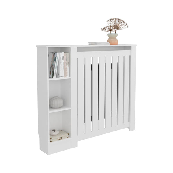 English Elm Radiator Cover Cabinet Slatted Ventilated Enclosure White Finish Entryway Display Shelf B200P362055