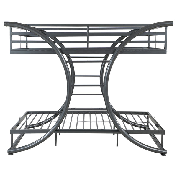 English Elm Weston Gunmetal Bunk Bed with Curved Metal Frame, Industrial Grey Finish, Full over Full Stylish Stack B062S00825