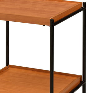 English Elm Honey Oak and Black End Table with Open Shelf, Sturdy Crossbar Frame, Versatile Rustic Modern Accent Piece B062P185645