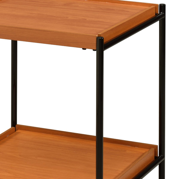 English Elm Honey Oak and Black End Table with Open Shelf, Sturdy Crossbar Frame, Versatile Rustic Modern Accent Piece B062P185645