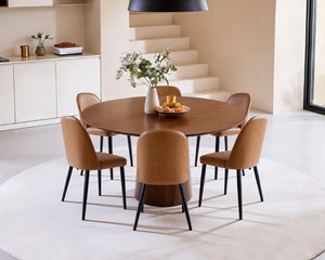 English Elm Beige Pu Leather Armless Dining Chair Set of 4 with Matte Black Iron Legs Modern Brown Yellow T3967P497835