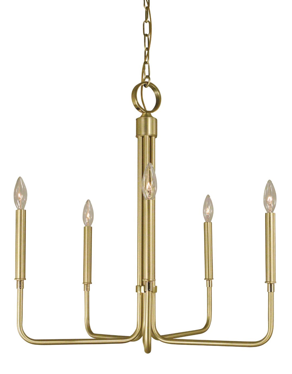 Framburg 5-light Elegant Brass Chandelier - Stunning Design To Enhance Your Home's Style And Ambiance Satin Brass With Polished Brass Accents Metal 4955 Sb/Pb