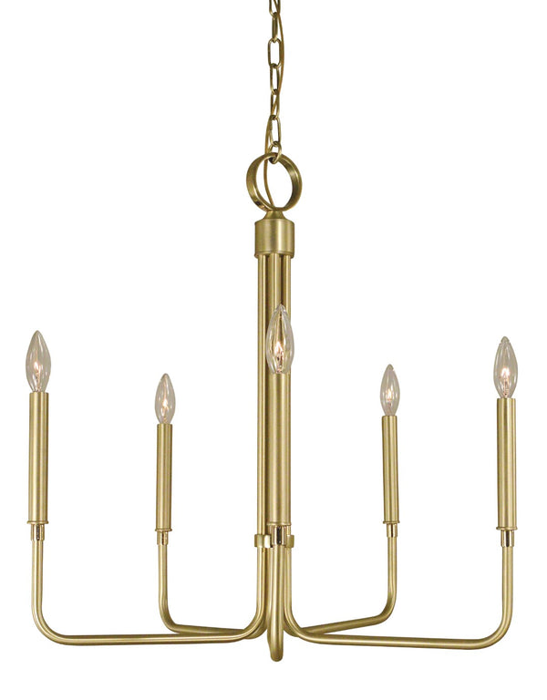 Framburg 5-light Elegant Brass Chandelier - Stunning Design To Enhance Your Home's Style And Ambiance Satin Brass With Polished Brass Accents Metal 4955 Sb/Pb