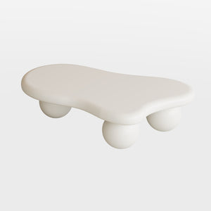 English Elm 40 Inch Organic Cloud Silhouette Coffee Table with Ball Legs Cream White Mdf Top W1435S00020
