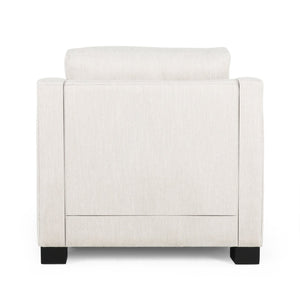 English Elm Christopher Knight Home® - Contemporary Beige Fabric Club Chair with Plush Polyester Upholstery, Birch Legs & Curved Arms (98) N758P268286A