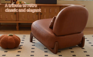 English Elm Cute Faux Leather Armless Accent Chair Solid Wood Legs Cushioned Seat Modern Brown W2105P440978