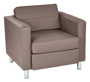 OSP Home Furnishings Pacific Club Armchair in Faux Leather with Chrome Legs for Modern Living Spaces Stratus PAC51-R103