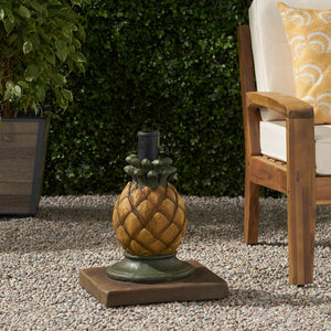 English Elm Christopher Knight Home® - PINEAPPLE Concrete Umbrella Base in Sunny Yellow — Heavy 21.75" x 17.5" Decorative Outdoor Stand 67768.00YLW