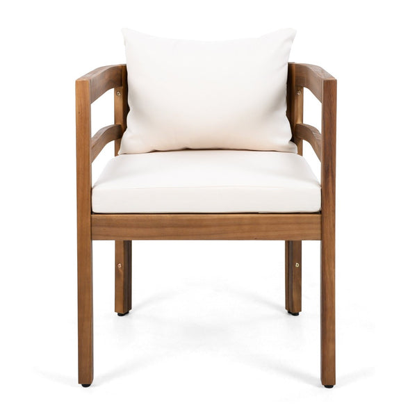 English Elm Outdoor Acacia Wood Dining Chairs with Cushioned Seats Patio Set of 2 Brown N768P362954B