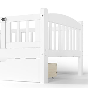 English Elm Metal Twin Over Full Bunk Bed White Steel Frame Space Saving Slat Support for Teens White W1580P383105