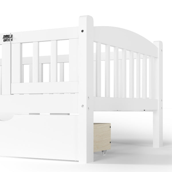 English Elm Metal Twin Over Full Bunk Bed White Steel Frame Space Saving Slat Support for Teens White W1580P383105