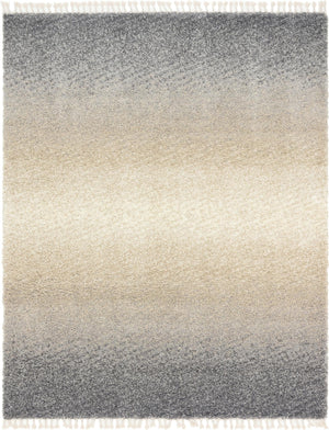 Unique Loom Hygge Shag Gradient Machine Made Gradient Rug Gray, Beige/Ivory 8' 0" x 10' 0"