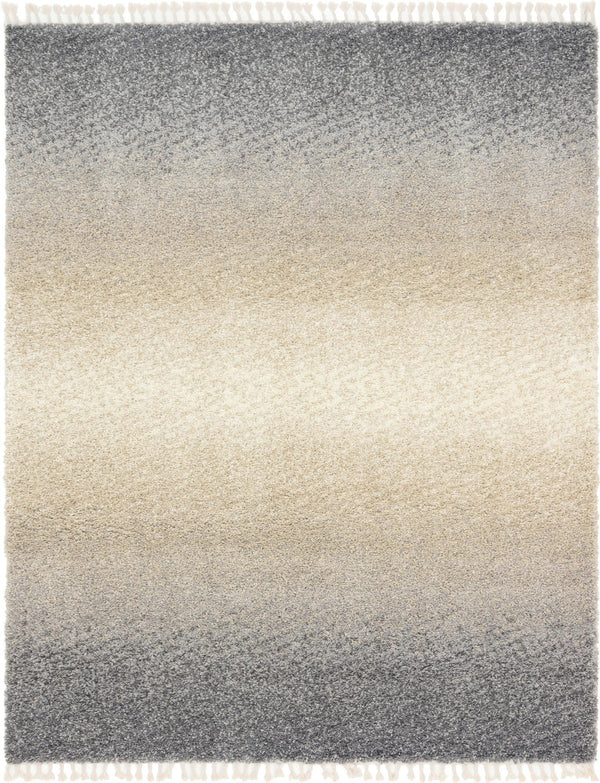 Unique Loom Hygge Shag Gradient Machine Made Gradient Rug Gray, Beige/Ivory 8' 0" x 10' 0"
