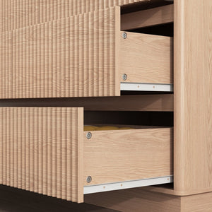 English Elm 9 Drawer Mid Century Wood Dresser Low Profile Matte Finish Bedroom Storage Cabinet Natural W409S00012