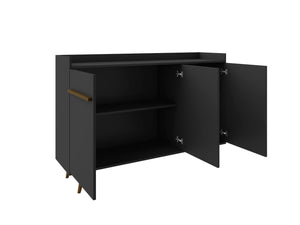 English Elm Bradley 54" Sideboard with Soft-Close Doors, Dip-Style Top, Concealed Shelves for Media Storage Black B365P398258
