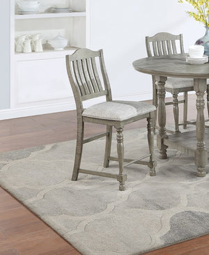 English Elm Dining Set Five Piece Round Counter Height Acacia Wood Table Four Upholstered Chairs B011S00974