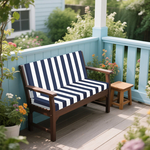 English Elm Outdoor Deep Seat Cushions for Patio Furniture Waterproof Replacement Chair Cushions Durable 24.8x8.27x16.93 Black+ Blue white stripes W419P311823