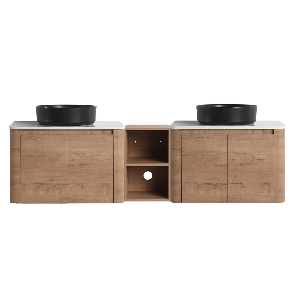 English Elm 72'' Wall-Mounted Bathroom Vanity With Elegant Ceramic Sink, Soft-Close Doors & Ample Storage Space W999S00417