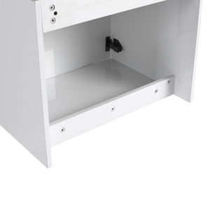 English Elm 24" Floating Bathroom Vanity Glossy White Plywood Cabinet Ceramic Sink Soft Close W999S00523