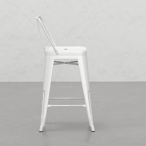 English Elm Keeley 24" Metal Counter Height Stools Set of 2 in Distressed White — Curved Back, Footrest, Durable Finish B2732P253605