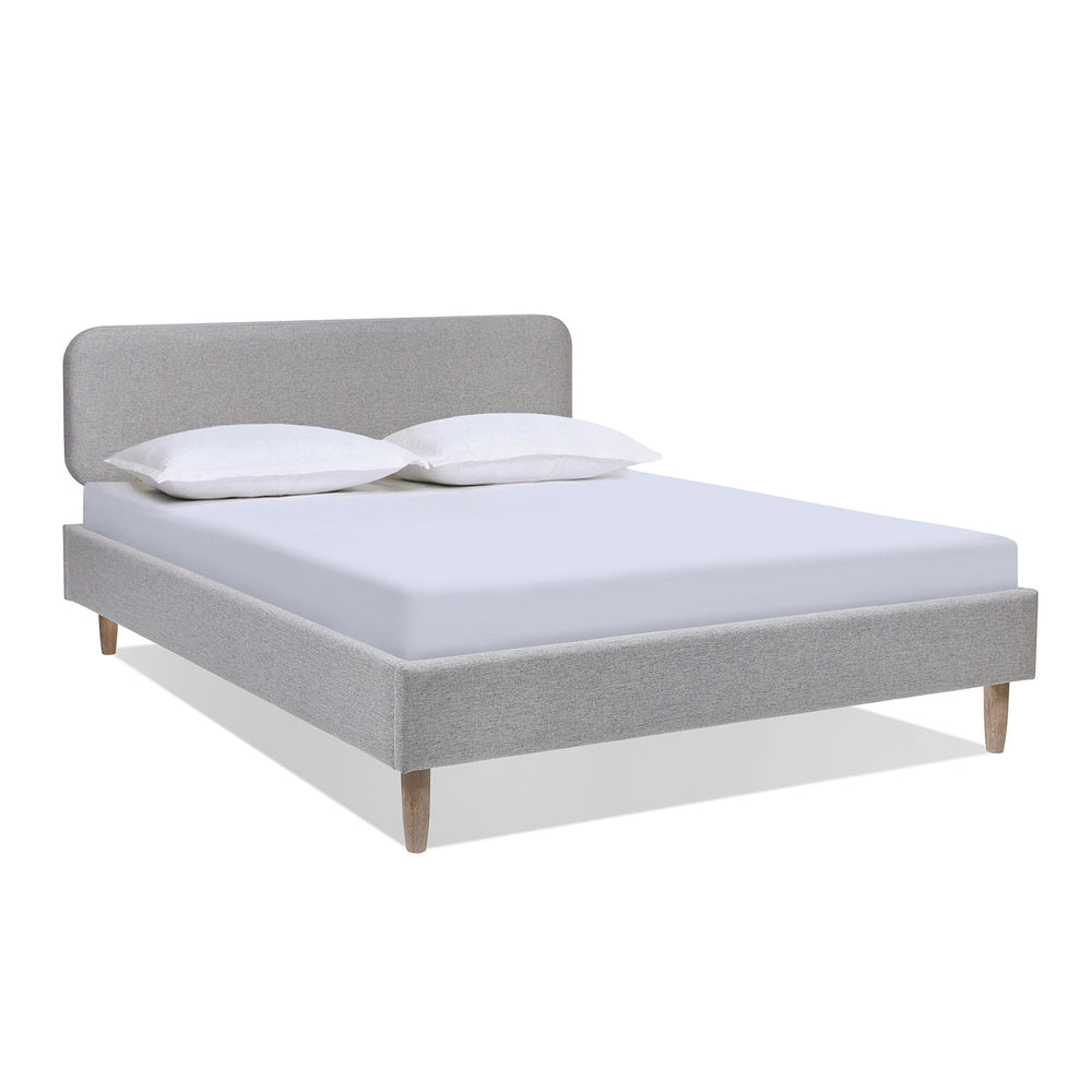 English Elm Jennifer Taylor Home - Diego Queen Upholstered Platform Bed - Light Grey, Modern Design With Natural Wood Legs & Comfort B2719P238661