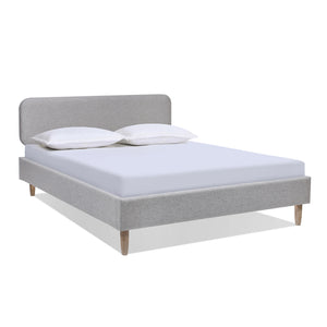 English Elm Jennifer Taylor Home - Diego Queen Upholstered Platform Bed - Light Grey, Modern Design With Natural Wood Legs & Comfort B2719P238661