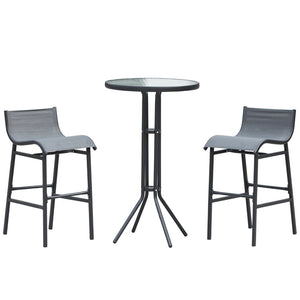 English Elm Outsunny 3-Piece Bar Height Bistro Set For 2 - Stylish Round Patio Table & Comfortable Chairs In Gray W2225P200884-GIGA