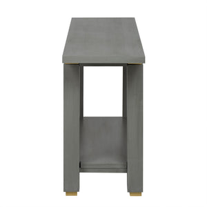 English Elm U_Style 62.9" Modern Minimalist Console Table - Solid Wood Entryway Table With Metal Accents & Shelf N711P289140E-GIGA