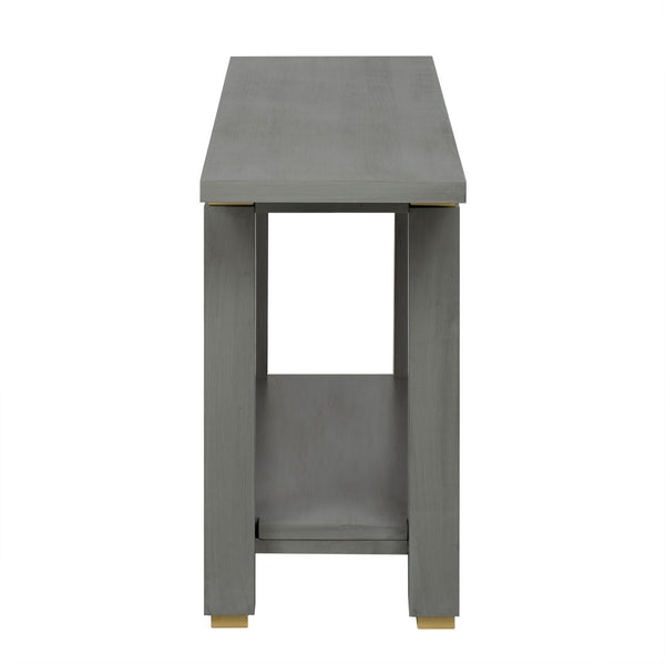 English Elm U_Style 62.9" Modern Minimalist Console Table - Solid Wood Entryway Table With Metal Accents & Shelf N711P289140E-GIGA