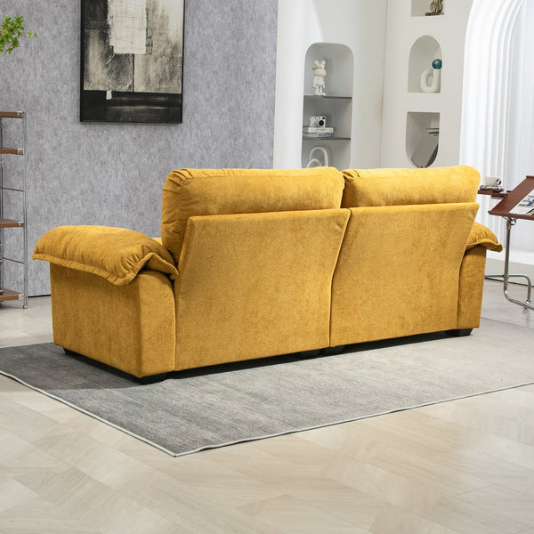 English Elm 84" Chenille Sofa Loveseat with Memory Foam & Pocket Springs, Plush Dual-Layer Comfort, Sturdy Frame Yellow W676S00012