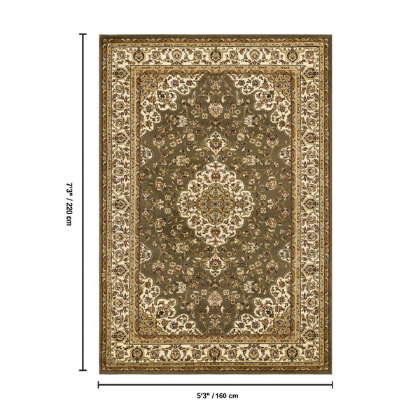 English Elm Classic Medallion Green Area Rug Traditional Heritage Pattern for Living or Dining Rooms B186P452245