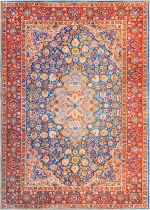 Unique Loom Timeless James Machine Made Medallion Rug Navy Blue, Beige/Blue/Ivory/Olive/Orange/Red 7' 7" x 10' 6"