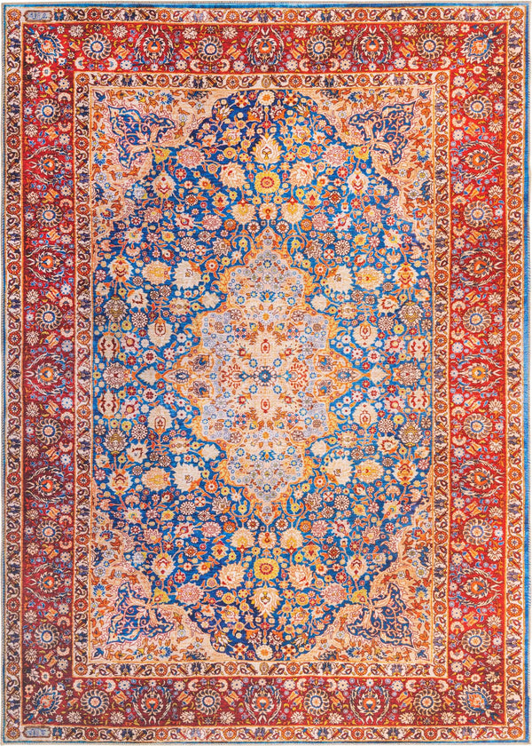 Unique Loom Timeless James Machine Made Medallion Rug Navy Blue, Beige/Blue/Ivory/Olive/Orange/Red 7' 7" x 10' 6"